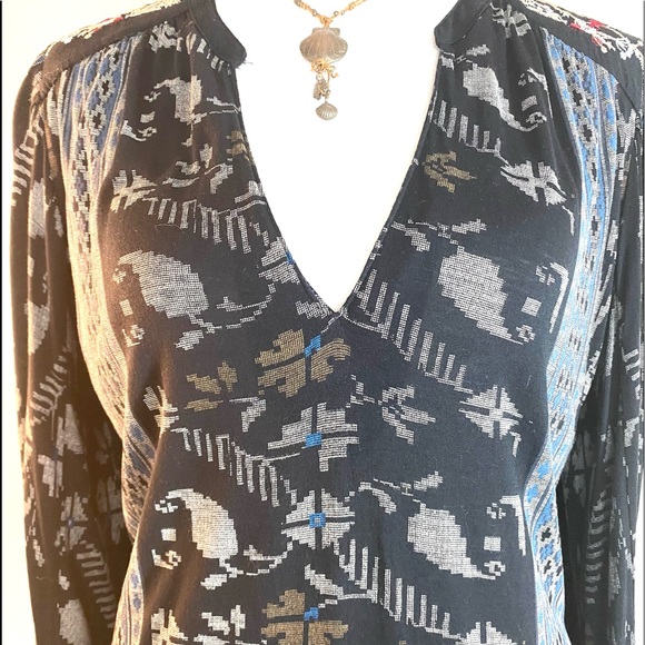 Lucky Brand Embroidered Bell Sleeve Blouse - Picture 7 of 14